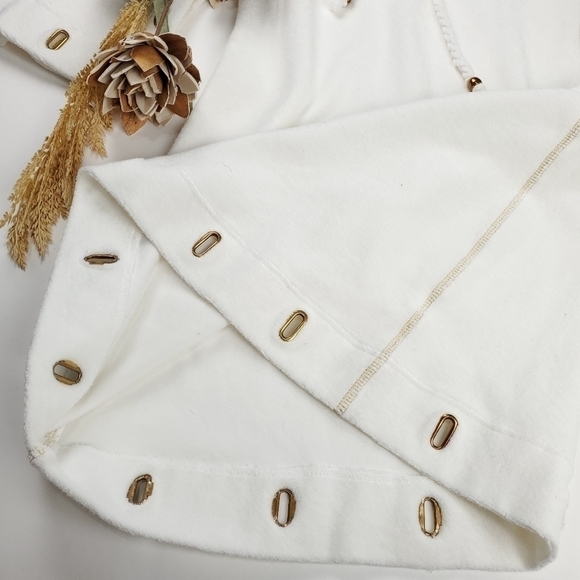 Boston Proper White Fleece Dress Gold Eyelets XXS - Picture 5 of 15